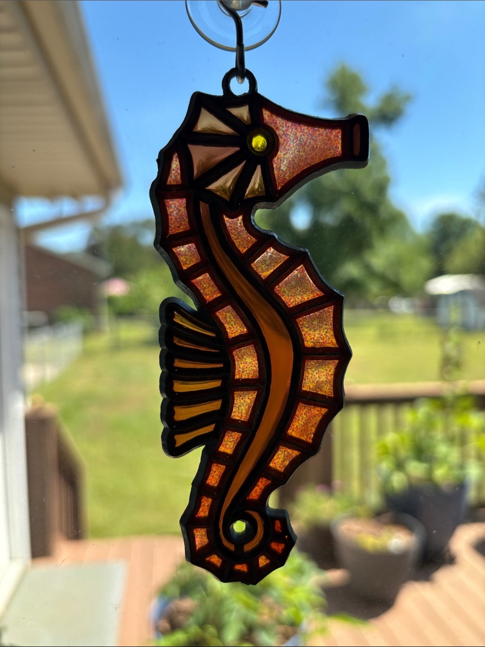 Seahorse Sun catcher faux stained glass window ornament decor - Picture 4 of 6